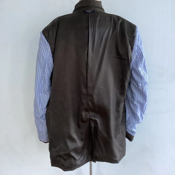 Joseph & Feiss Gold brown windowpane plaid wool 2 button notch collar jacket 46L - Picture 10 of 13